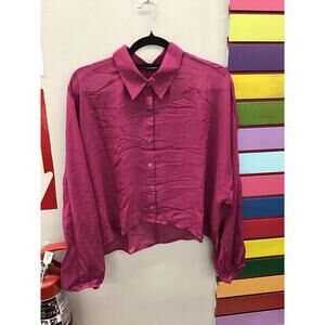 Colleen Lopez women’s fuscia sheer crop bottom down top size large new HSN